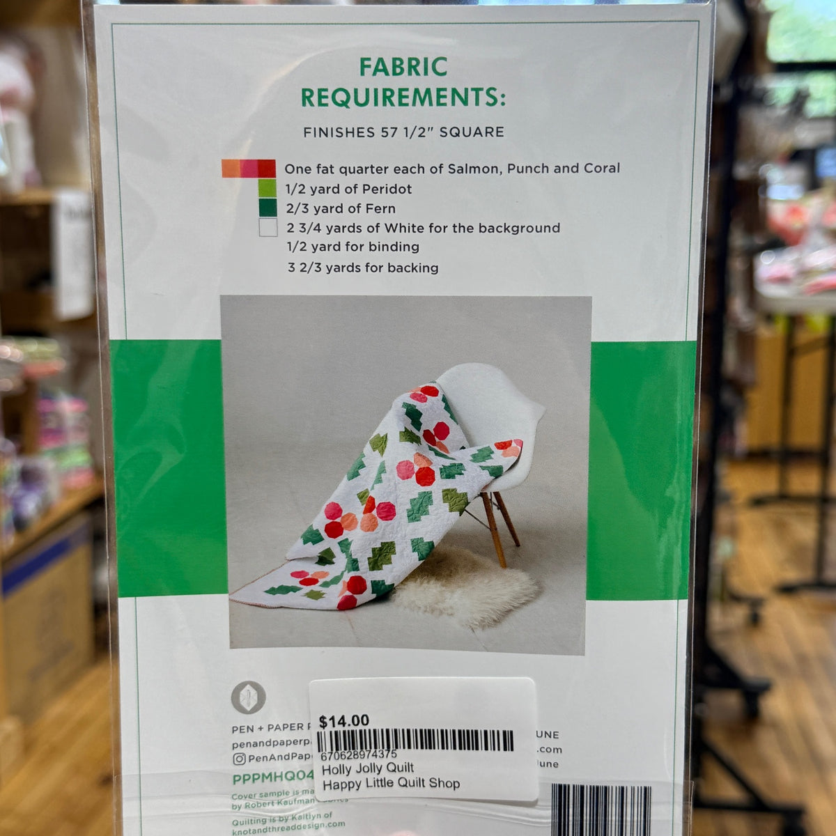 Holly Jolly Quilt Pattern Modern Holiday Then Cane June Pen and Paper Patterns