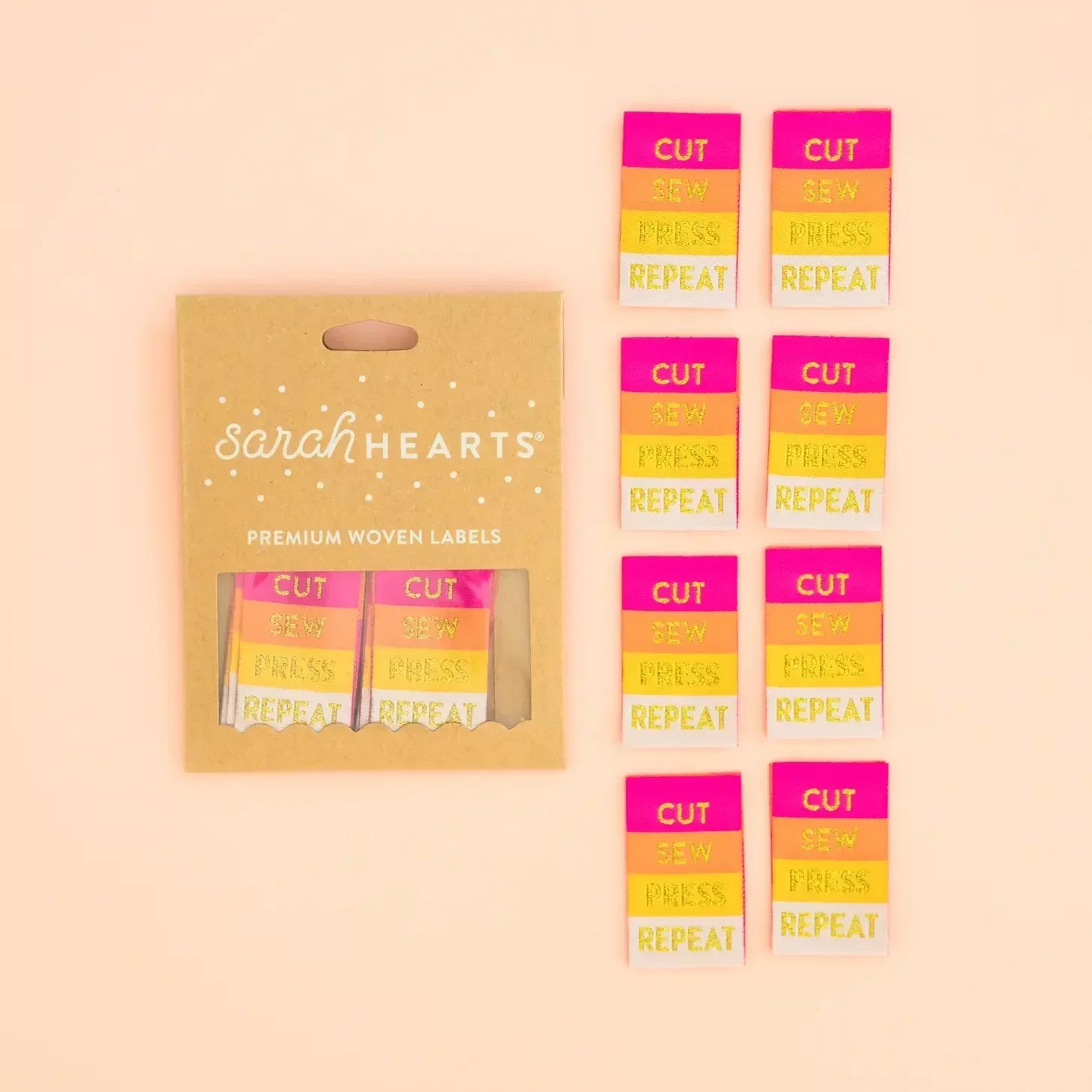 Sarah Hearts Sew in Labels 8 Pack - Happy Little Quilt Shop