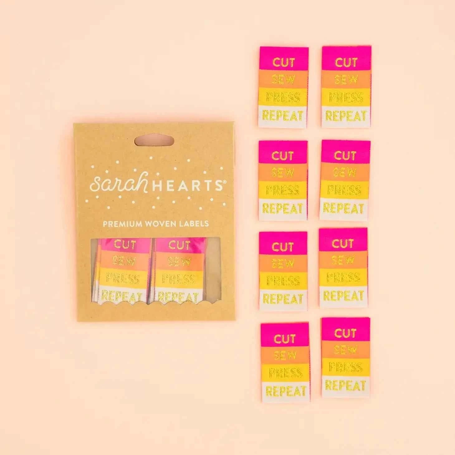 Sarah Hearts Sew in Labels 8 Pack - Cut Sew Press Repeat