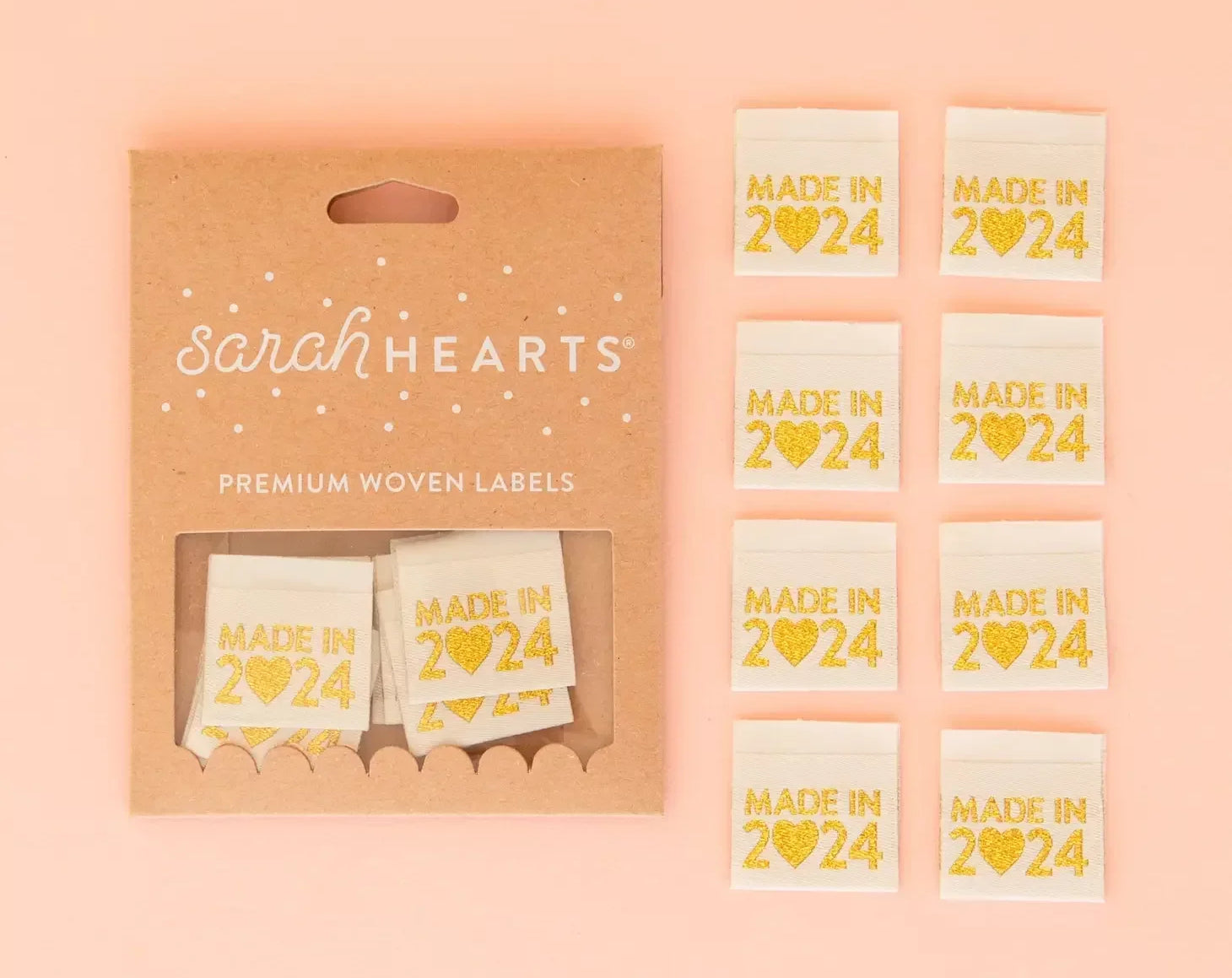Sew in Labels, 8pk GOLD Made in 2024 - Happy Little Quilt Shop