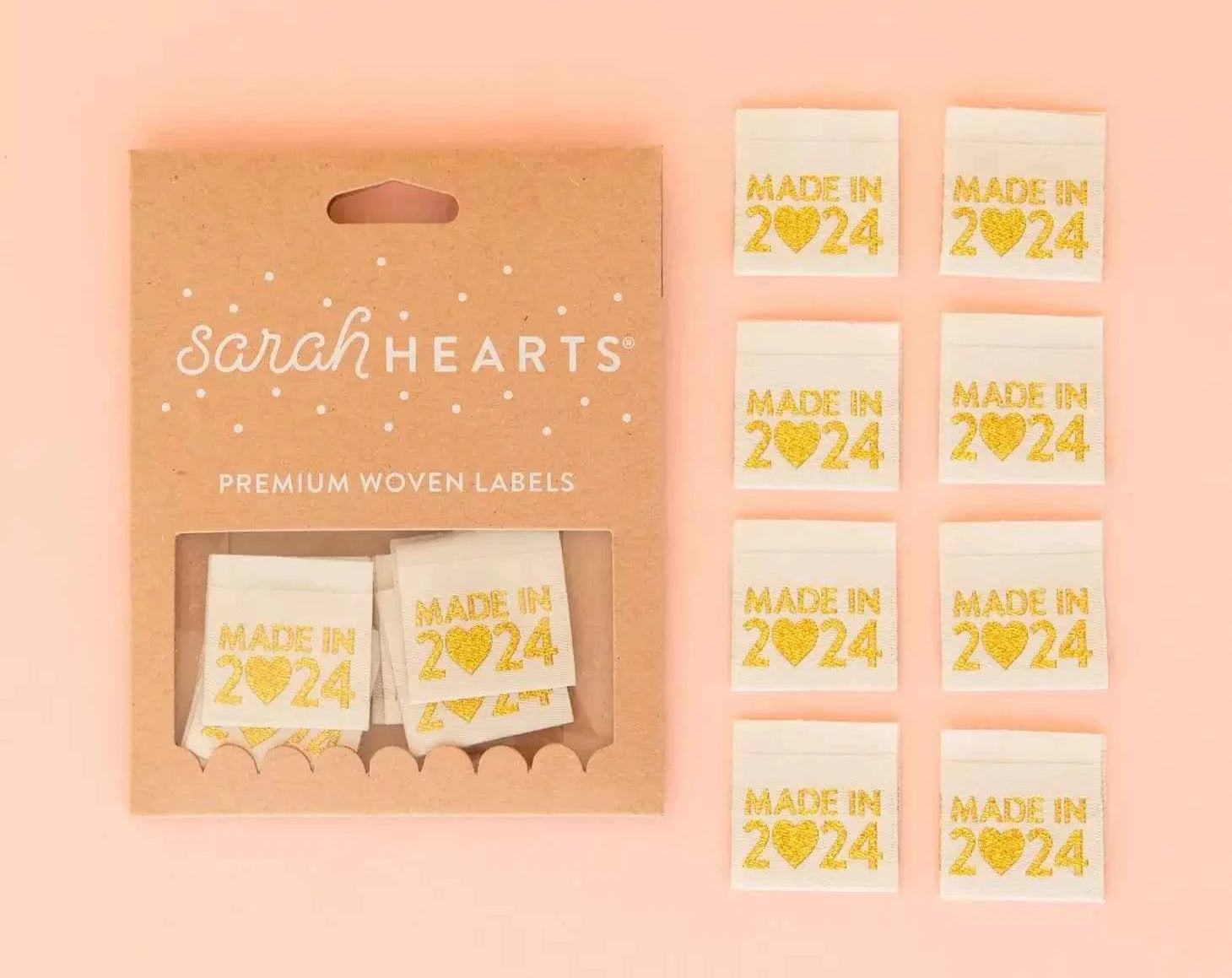 Sew in Labels, 8pk GOLD Made in 2024