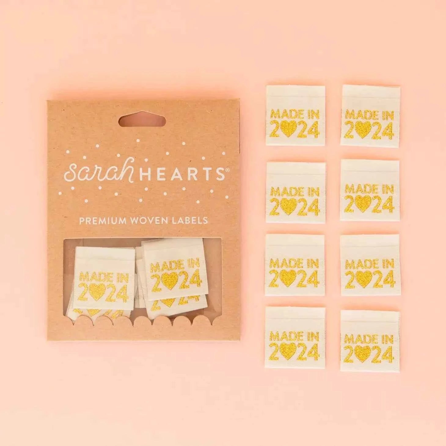Sew in Labels, 8pk GOLD Made in 2024