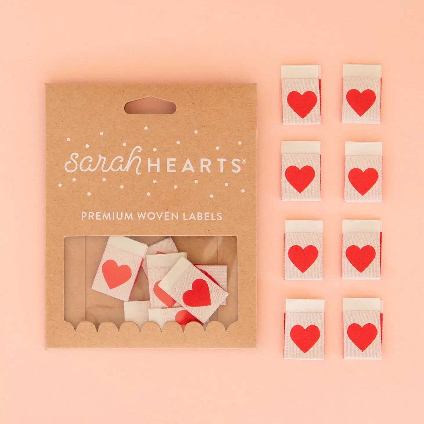 Sew in Labels, 8pk Hearts - Happy Little Quilt Shop