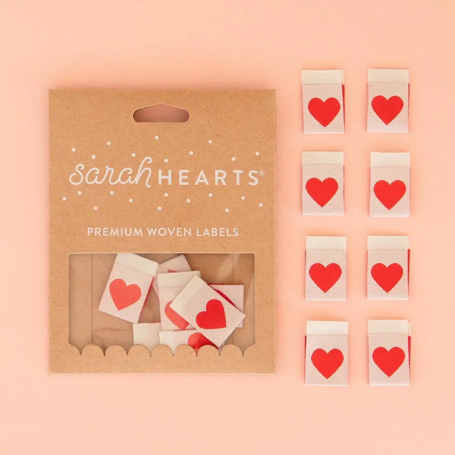 Sew in Labels, 8pk Hearts - Happy Little Quilt Shop