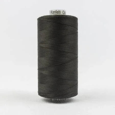 Konfetti Solid 50wt Cotton Thread 1000m Soft Black - Happy Little Quilt Shop