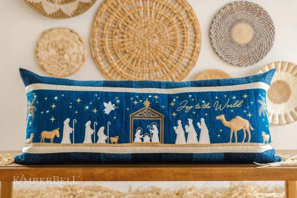 Kimberbell Nativity Bench Pillow-Machine Embroidery - Happy Little Quilt Shop