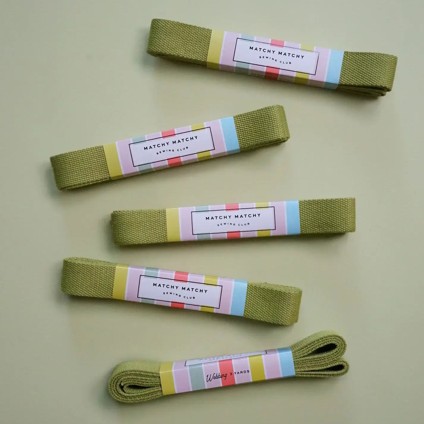 Lime Webbing - Matchy Matchy Sewing Club - Happy Little Quilt Shop