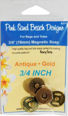 Magnetic Purse Snap - Antique Gold 3/4in (18mm) - Happy Little Quilt Shop