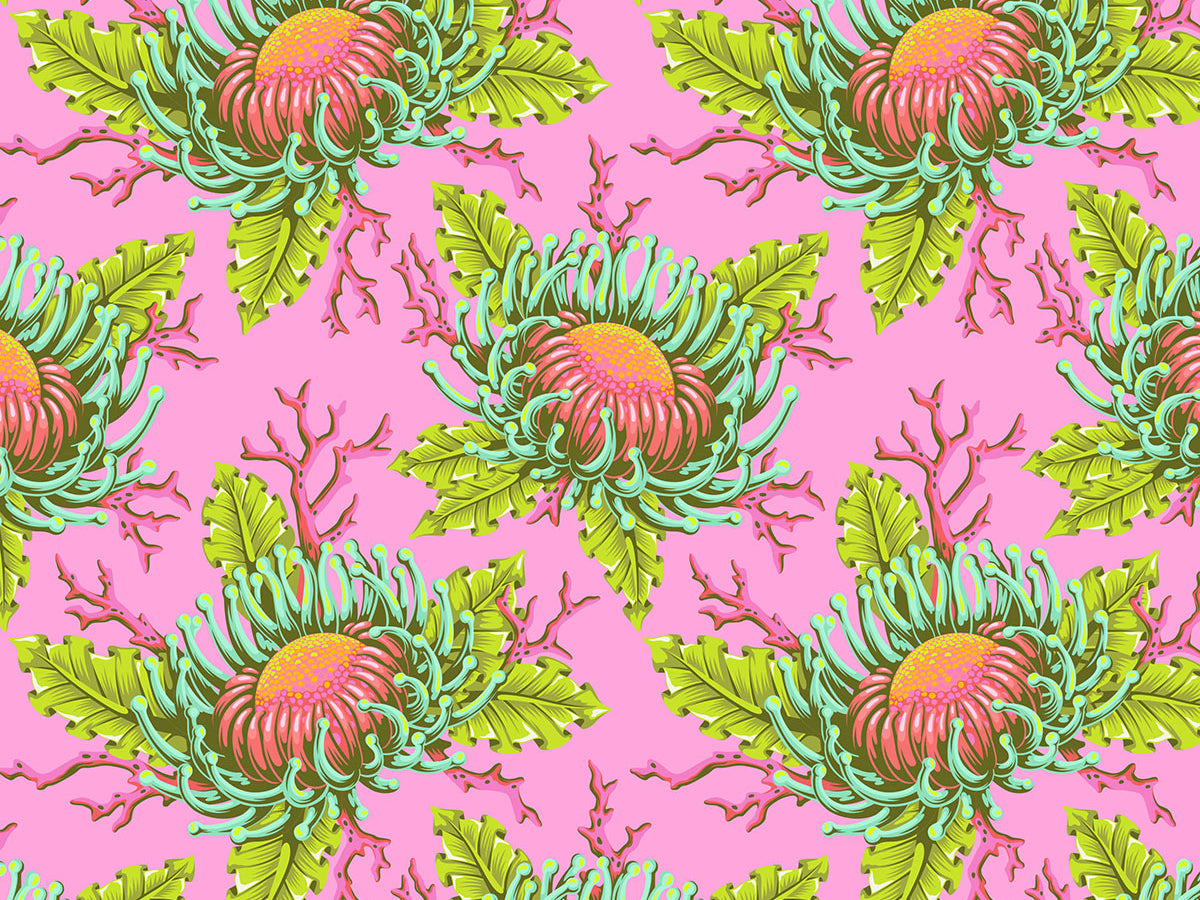 Friends & Anemones - Coralline Floral Reef Tula Pink - Happy Little Quilt Shop