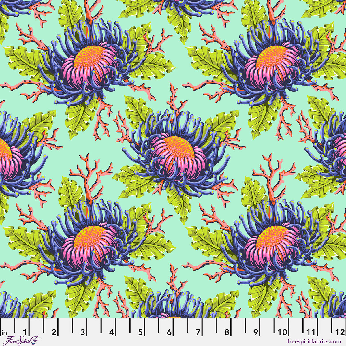Friends & Anemones - Seafoam Floral Reef Tula Pink - Happy Little Quilt Shop
