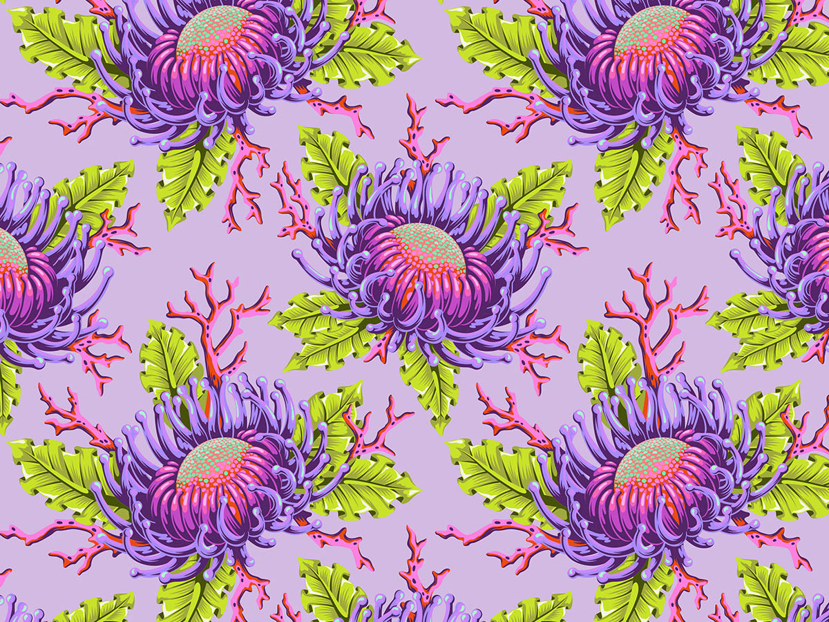 Friends & Anemones - Ultraviolet Floral Reef Tula Pink - Happy Little Quilt Shop