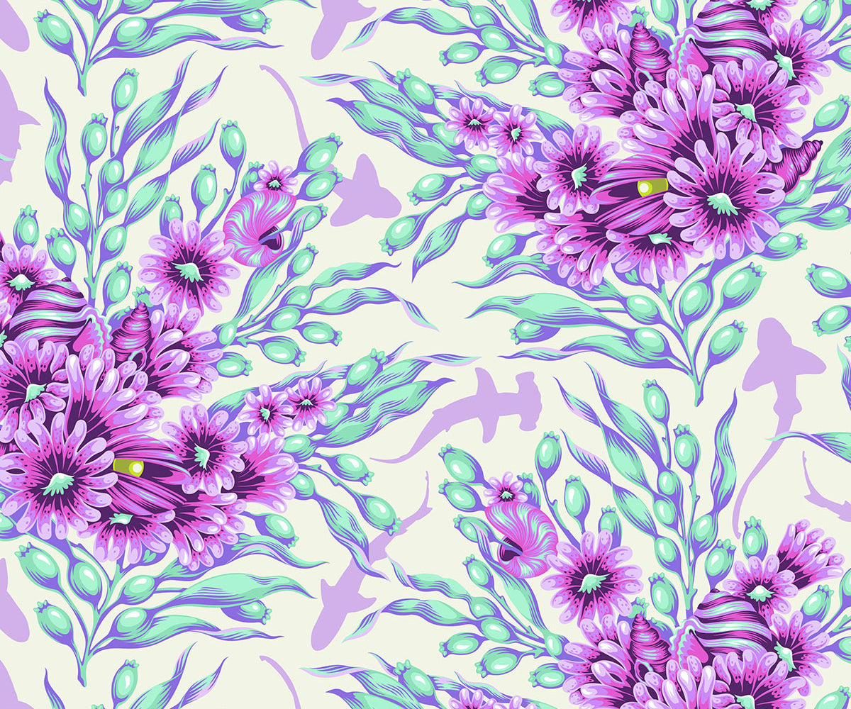 Shadow Sharks - Ultraviolet Floral Reef Tula Pink - Happy Little Quilt Shop