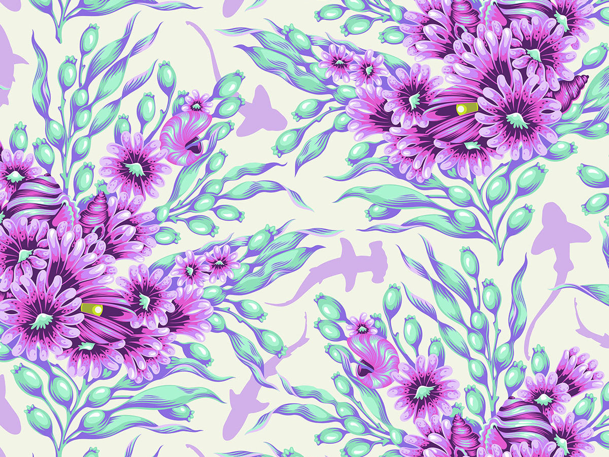 Shadow Sharks - Ultraviolet Floral Reef Tula Pink - Happy Little Quilt Shop