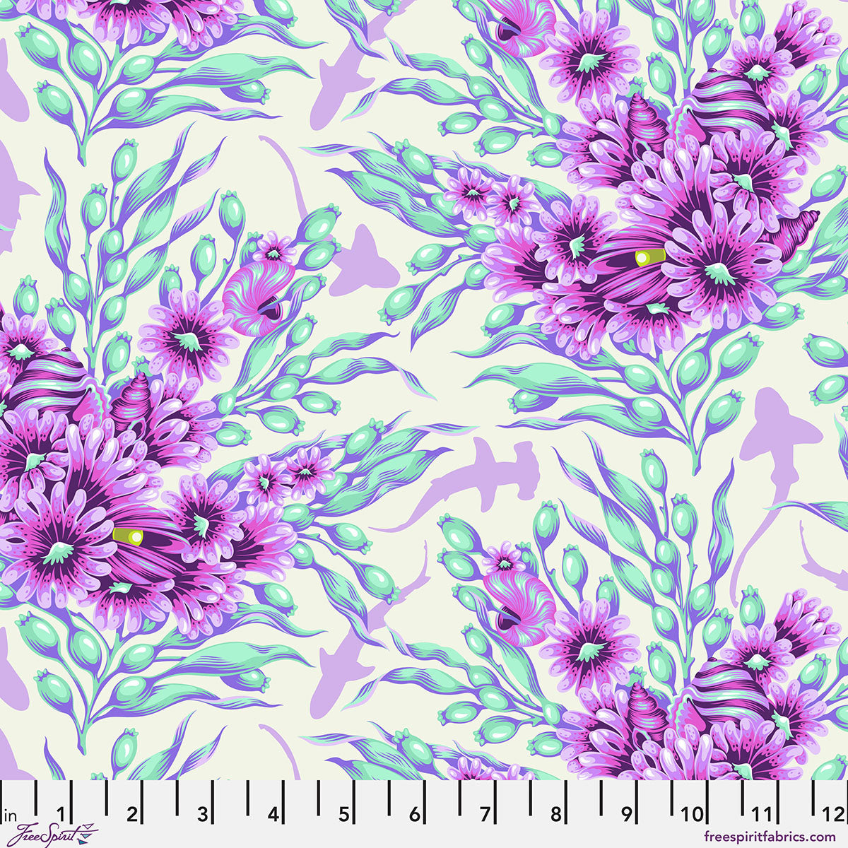 Shadow Sharks - Ultraviolet Floral Reef Tula Pink - Happy Little Quilt Shop