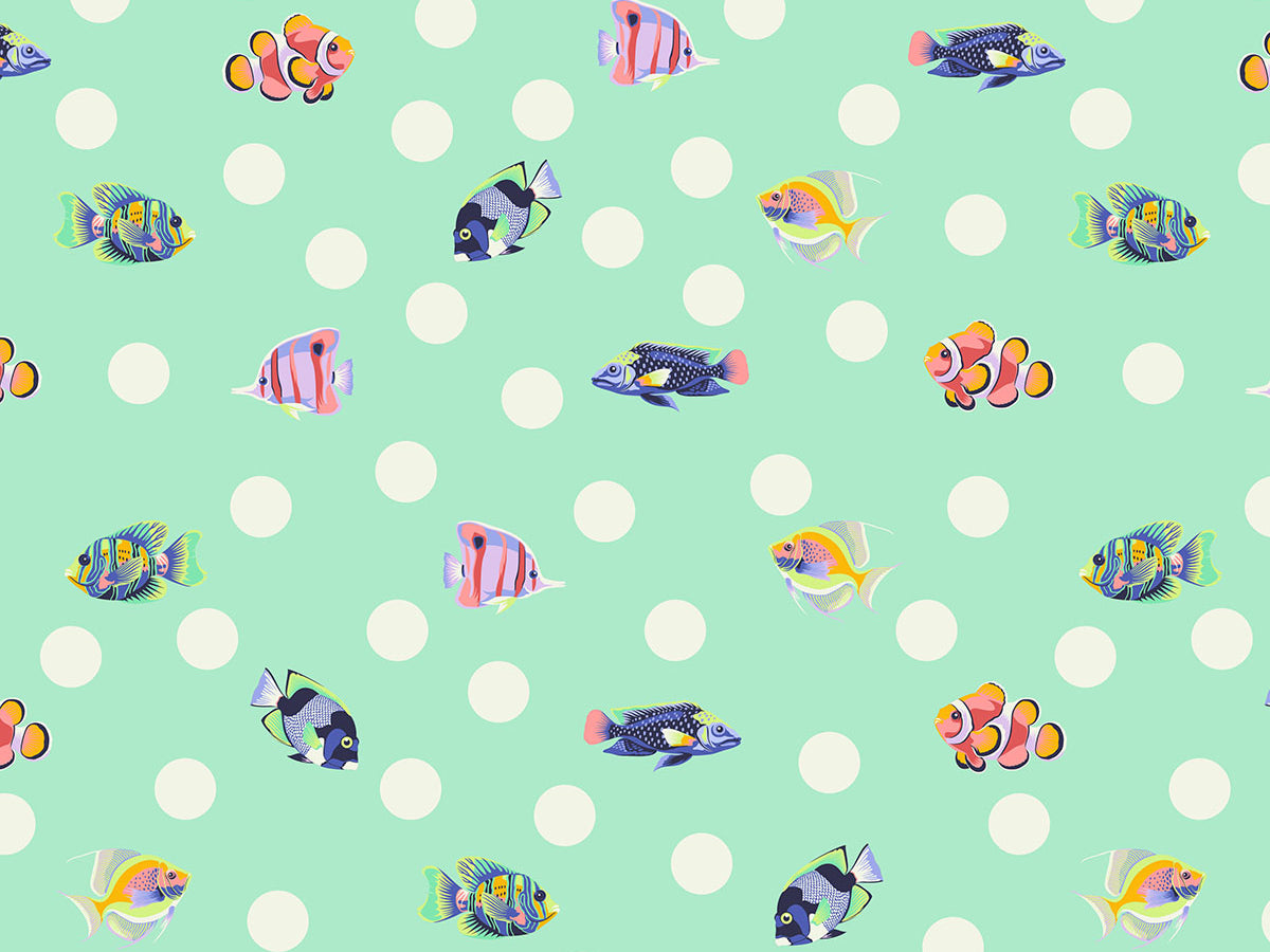 School Crossing - Seafoam Floral Reef Tula Pink - Happy Little Quilt Shop