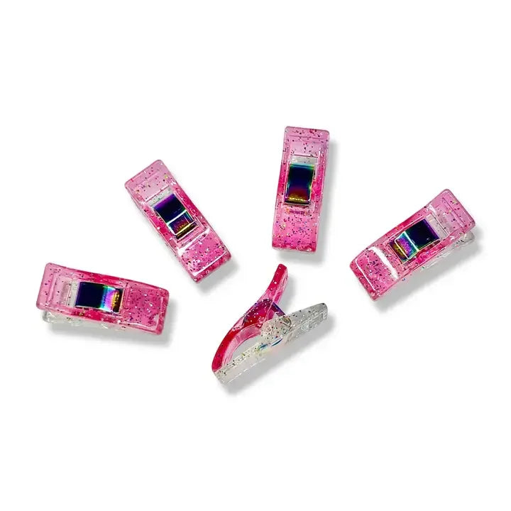 Pink Glitter Clips - 25 Pack - Happy Little Quilt Shop