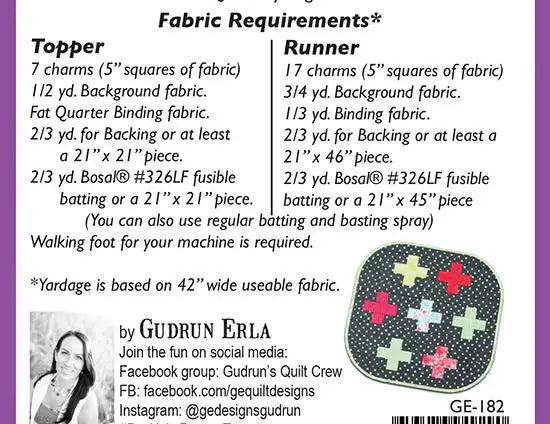 Positivity Topper/Runner Quilt as you Go Pattern by G.E. Designs - Happy Little Quilt Shop