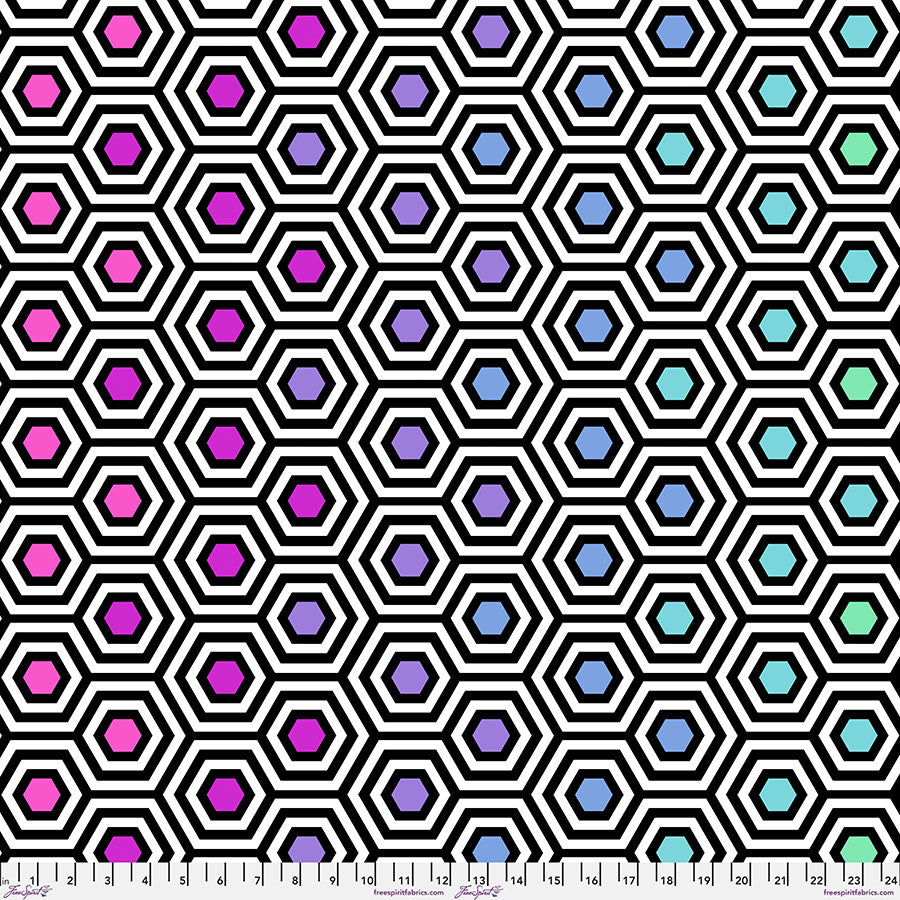 Backing Fabric - Rainbow Hexy XL - Ink || Tula's True Colors Quilt Backs - Happy Little Quilt Shop