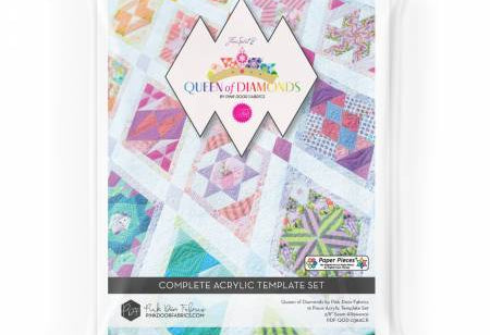 Queen of Diamonds Acrylic Fabric Cutting Template Set with 3/8in Seam Allowance - Happy Little Quilt Shop