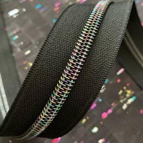 Black Zipper Tape with Iridescent Teeth - Happy Little Quilt Shop