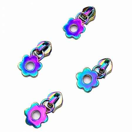 Iridescent Flower Zipper Pulls - Happy Little Quilt Shop