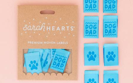 Dog Dad Woven Labels - Sarah Hearts - Happy Little Quilt Shop