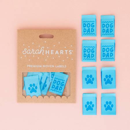 Dog Dad Woven Labels - Sarah Hearts - Happy Little Quilt Shop