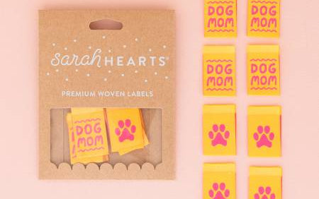 Dog Mom Woven Labels - Sarah Hearts - Happy Little Quilt Shop
