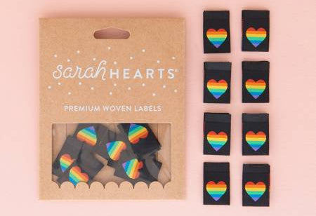 Pride Rainbow Heart Woven Labels - Happy Little Quilt Shop