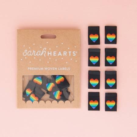 Pride Rainbow Heart Woven Labels - Happy Little Quilt Shop