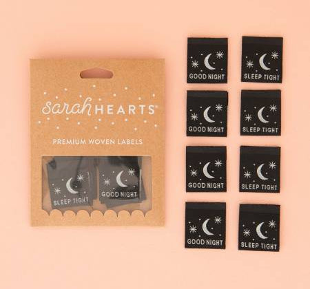 Good Night Sleep Tight Glow in the Dark Woven Labels Sarah Hearts - Happy Little Quilt Shop