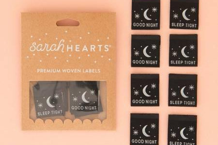 Good Night Sleep Tight Glow in the Dark Woven Labels - Happy Little Quilt Shop