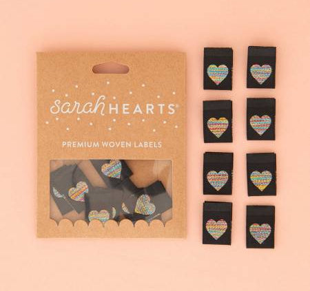 Metallic Rainbow Heart Woven Labels - Happy Little Quilt Shop