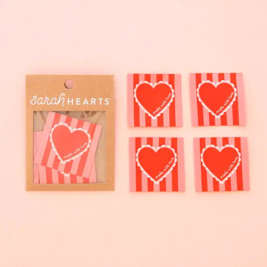 Sarah Hearts Made With Love Labels - Happy Little Quilt Shop