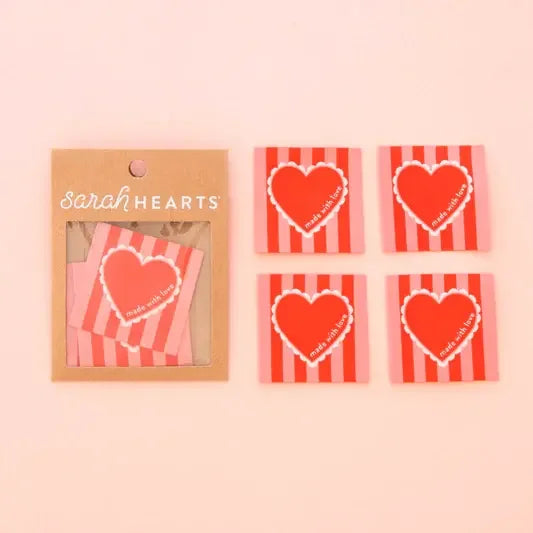 Sarah Hearts Made With Love Labels - Happy Little Quilt Shop