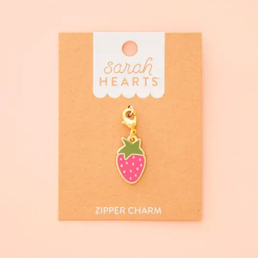 Sarah Hearts - Strawberry Zipper Charm - Happy Little Quilt Shop
