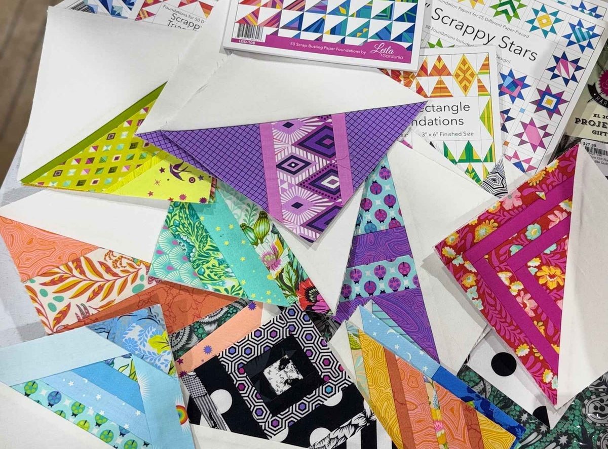Scrappy Triangles Foundation Paper Piecing with Leta-October 13th-12-2PM $25