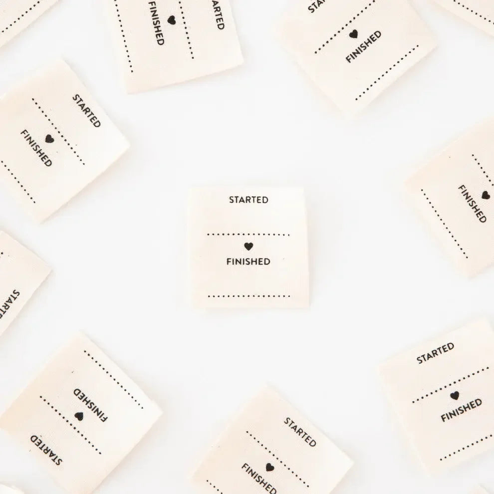 Started/Finished Organic Cotton Labels - Happy Little Quilt Shop