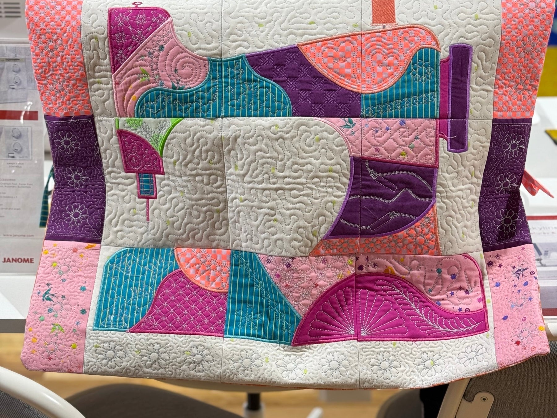 Sweet Pea Sewing Machine Cover Machine Embroidery Kit - Happy Little Quilt Shop