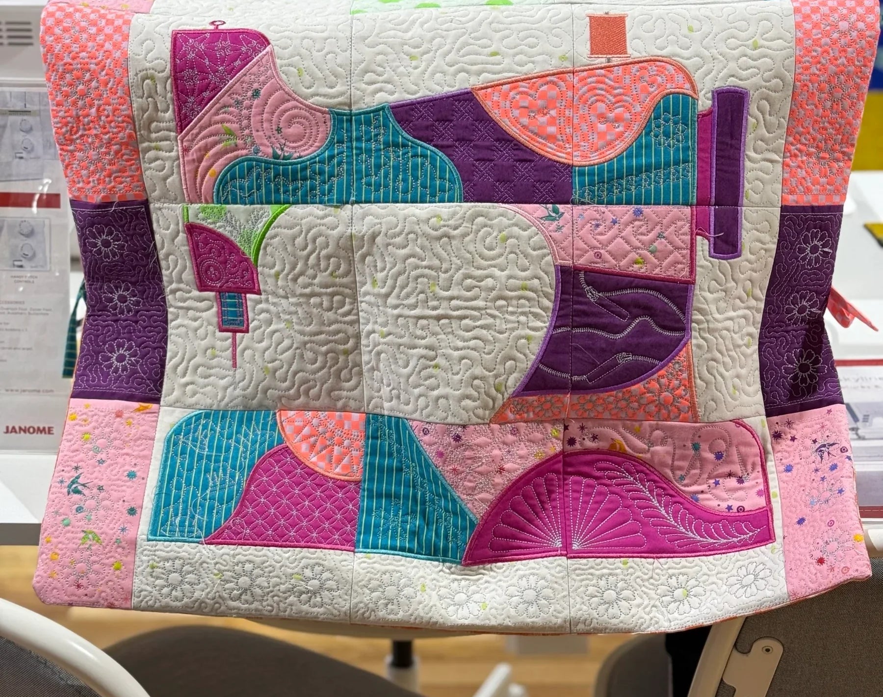 Sweet Pea Sewing Machine Cover Machine Embroidery Kit - Happy Little Quilt Shop