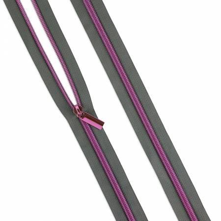 Grey #5 Nylon Tula Pink Coil Zipper 3yds and 9 Pulls - Happy Little Quilt Shop