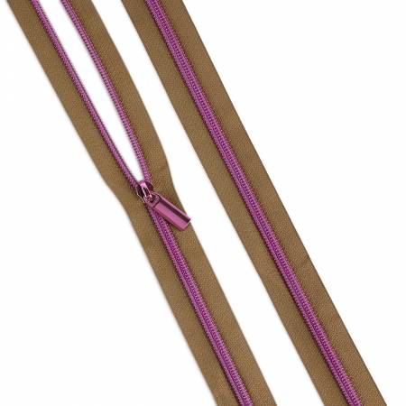 Natural #5 Nylon Tula Pink Coil Zipper 3yds and 9 Pulls - Happy Little Quilt Shop