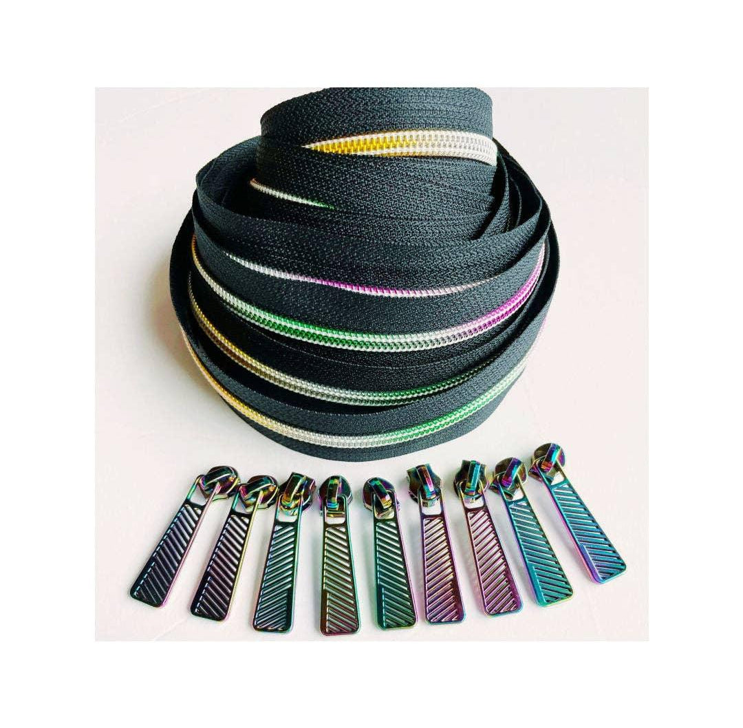 Zipper Black & Rainbow - Happy Little Quilt Shop