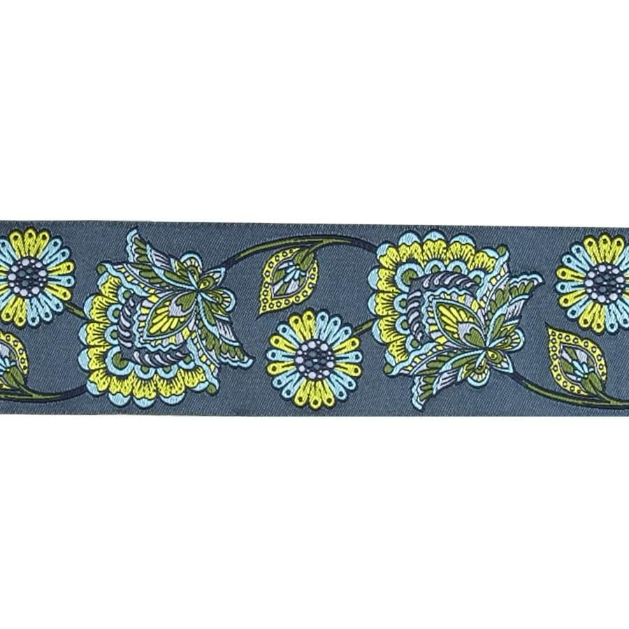 Tula Pink Indigo Deer Me Flower Ribbon Gray 2" - Happy Little Quilt Shop