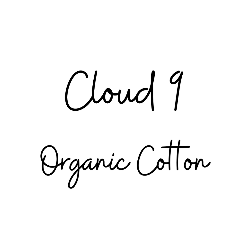 Cloud 9 Organic Fabrics black text on white background 