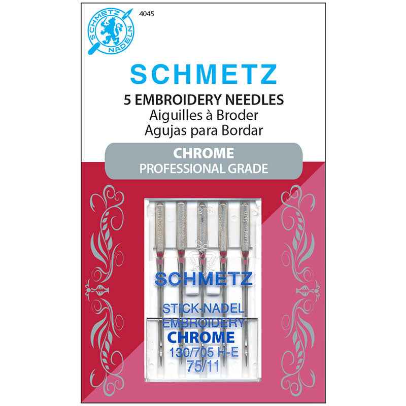 Schmetz Chrome Embroidery Needle 75/11 5 Pack - Happy Little Quilt Shop
