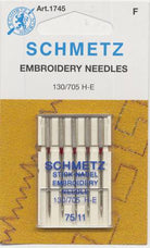 Schmetz Embroidery Machine Needle Size 11/75 - Happy Little Quilt Shop