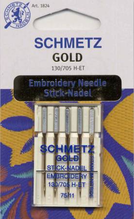 Schmetz Gold Titanium Embroidery Machine Needle Size 11/75 5ct - Happy Little Quilt Shop