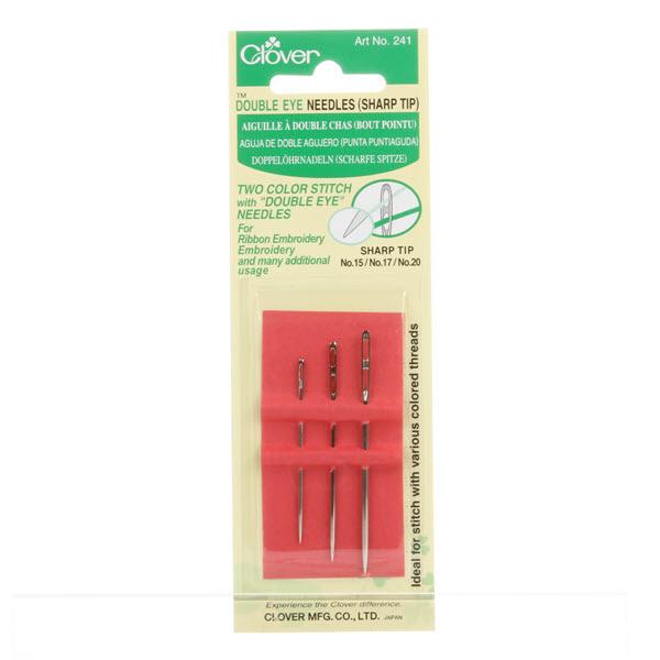 Clover Double Eye (Sharp Tip) Needles 3ct - Happy Little Quilt Shop