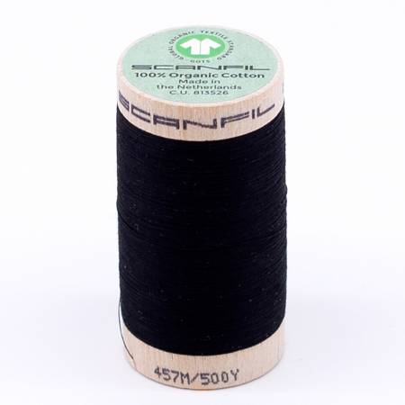Scanfil Organic Cotton Thread 50wt Solid 500yd Jet Black - Happy Little Quilt Shop